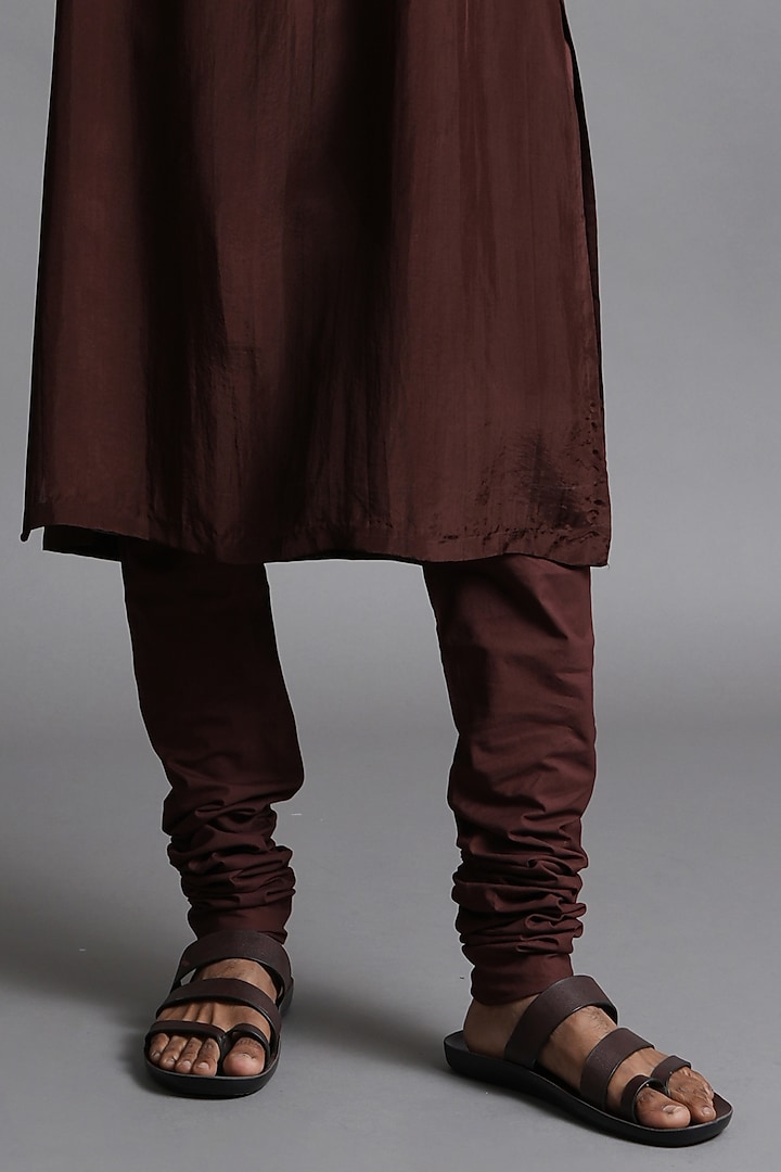 Brown Upada Silk Embroidered Kurta Set by Ritambh at Pernia's Pop Up Shop