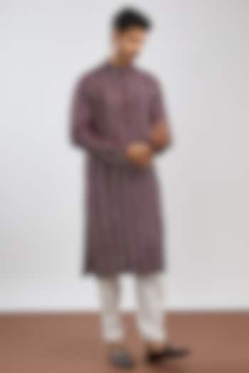 Wine Cotton Lurex Kurta by Ritambh