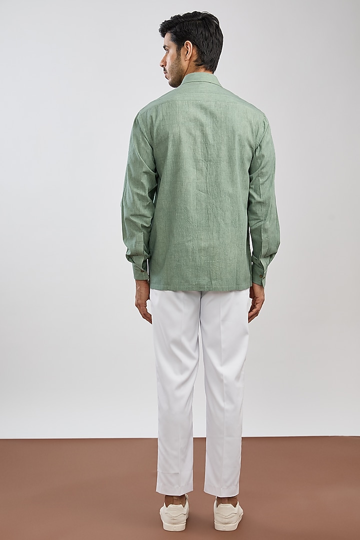 Aqua Green Cotton Flex Summer Shirt by Ritambh at Pernia's Pop Up Shop