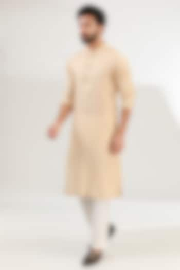 Gold Brocade Floral Kurta by Ritambh