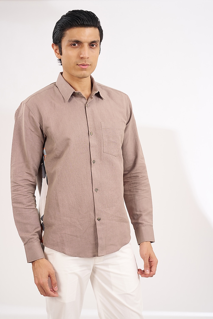 Peach Italian Cotton Linen Shirt by Ritambh