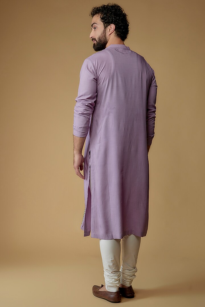 Lavender Modal Cotton Thread Embroidered Kurta Set by Ritambh at Pernia's Pop Up Shop
