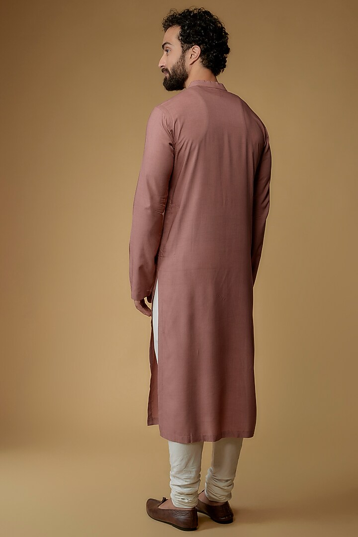 Brown Rose Modal Cotton Thread Embroidered Kurta Set by Ritambh at Pernia's Pop Up Shop