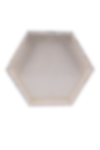 Beige Wood & Mother Of Pearl Hexagon Tray by Ratios at Pernia's Pop Up Shop