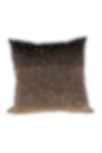 Brown Soft Woven Cotton Pearl Beaded Pillow Cover by Ratios