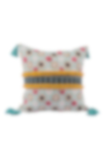 Multi-Colored Soft Woven Cotton Tufted Pillow Cover by Ratios at Pernia's Pop Up Shop