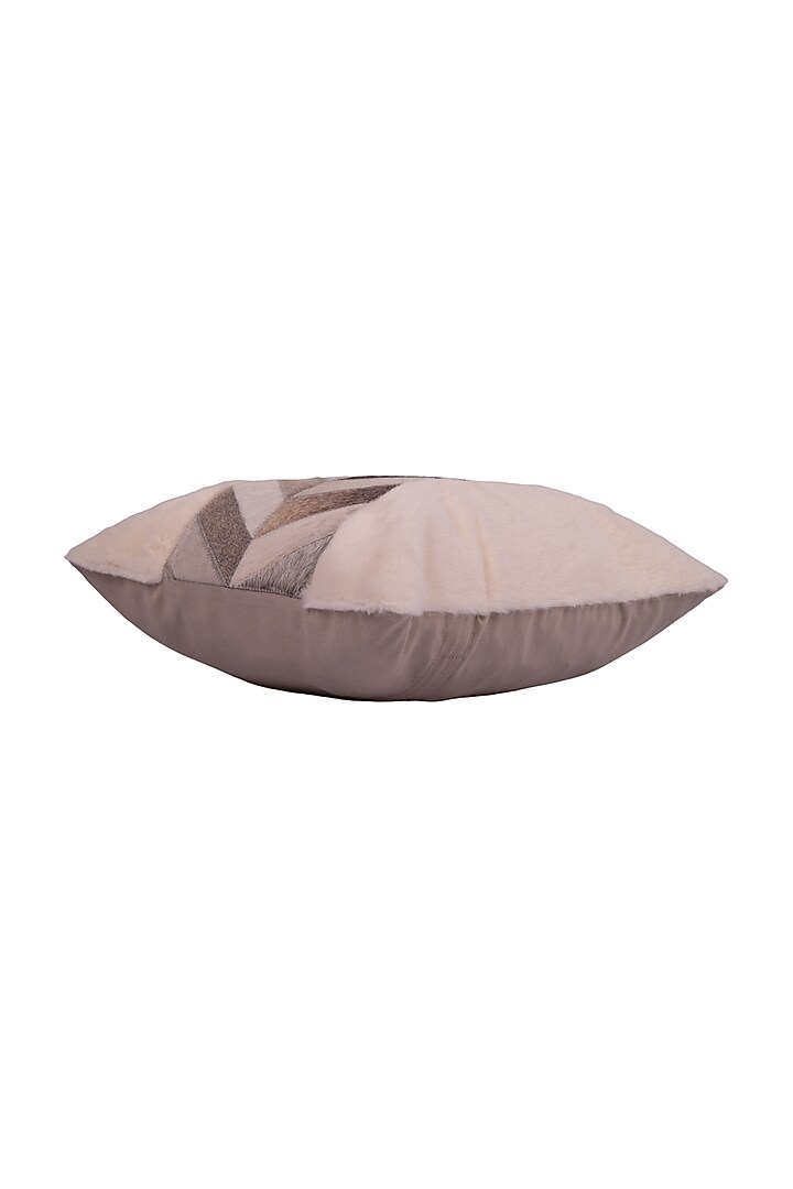 White Soft Woven Cotton & Leather Square Cushion Cover (Set of 2) by Ratios at Pernia's Pop Up Shop