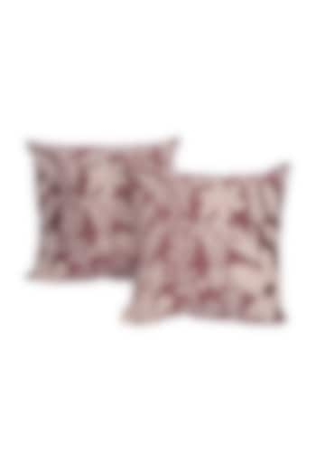 Pink & Cream Soft Woven Cotton Floral Square Cushion Cover (Set of 2) by Ratios