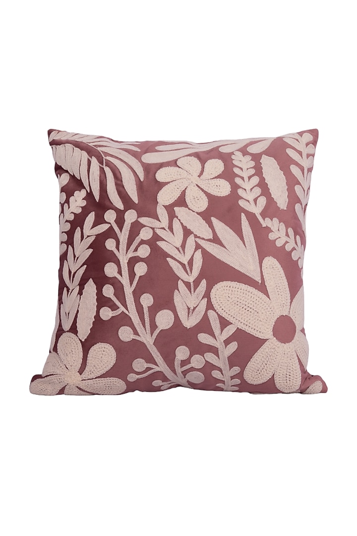 Pink & Cream Soft Woven Cotton Floral Square Cushion Cover (Set of 2) by Ratios at Pernia's Pop Up Shop
