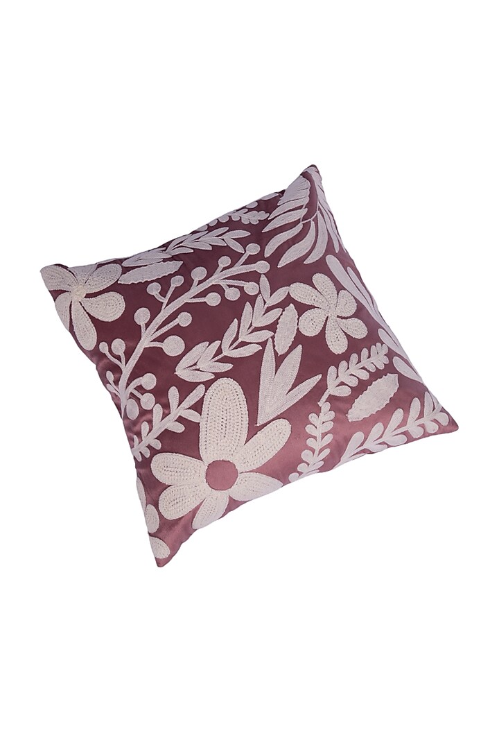 Pink & Cream Soft Woven Cotton Floral Square Cushion Cover (Set of 2) by Ratios at Pernia's Pop Up Shop