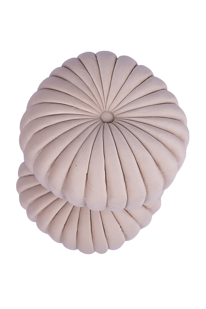 White Soft Woven Cotton Round Decorative Cushion Cover (Set of 2) by Ratios at Pernia's Pop Up Shop