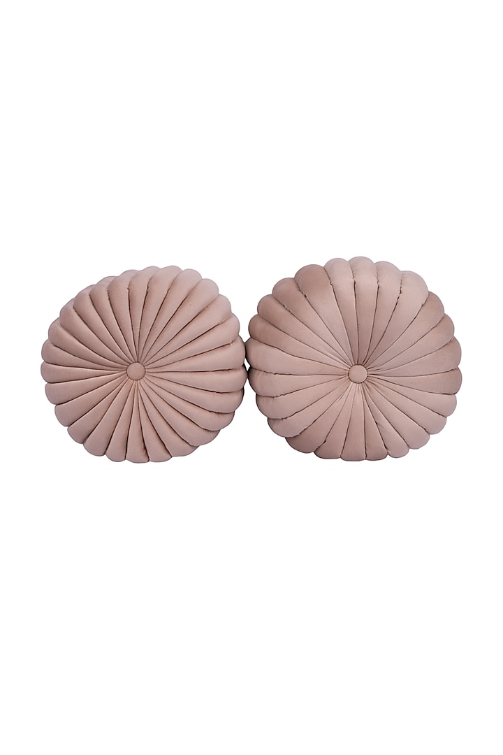 Cream Soft Woven Cotton Round Decorative Cushion Cover (Set of 2) by Ratios at Pernia's Pop Up Shop