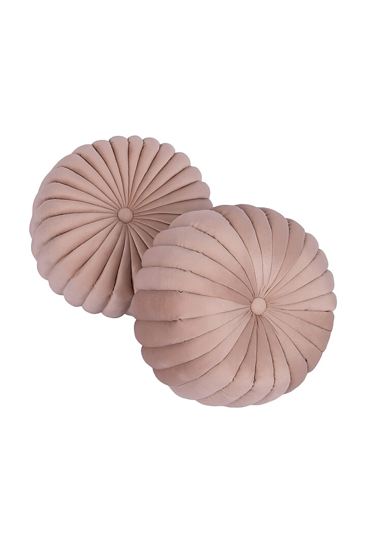 Cream Soft Woven Cotton Round Decorative Cushion Cover (Set of 2) by Ratios at Pernia's Pop Up Shop
