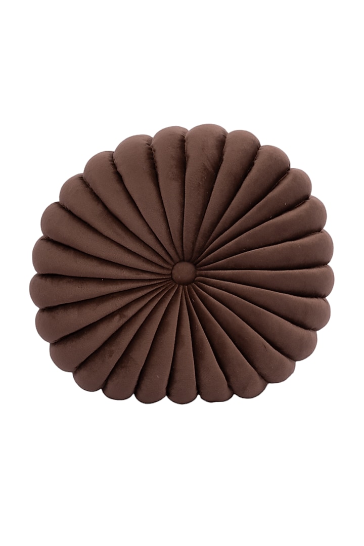 Dark Brown Soft Woven Cotton Round Decorative Cushion Cover (Set of 2) by Ratios at Pernia's Pop Up Shop