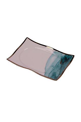 White & Green Porcelain Monet Rectangular Platter by Ratios