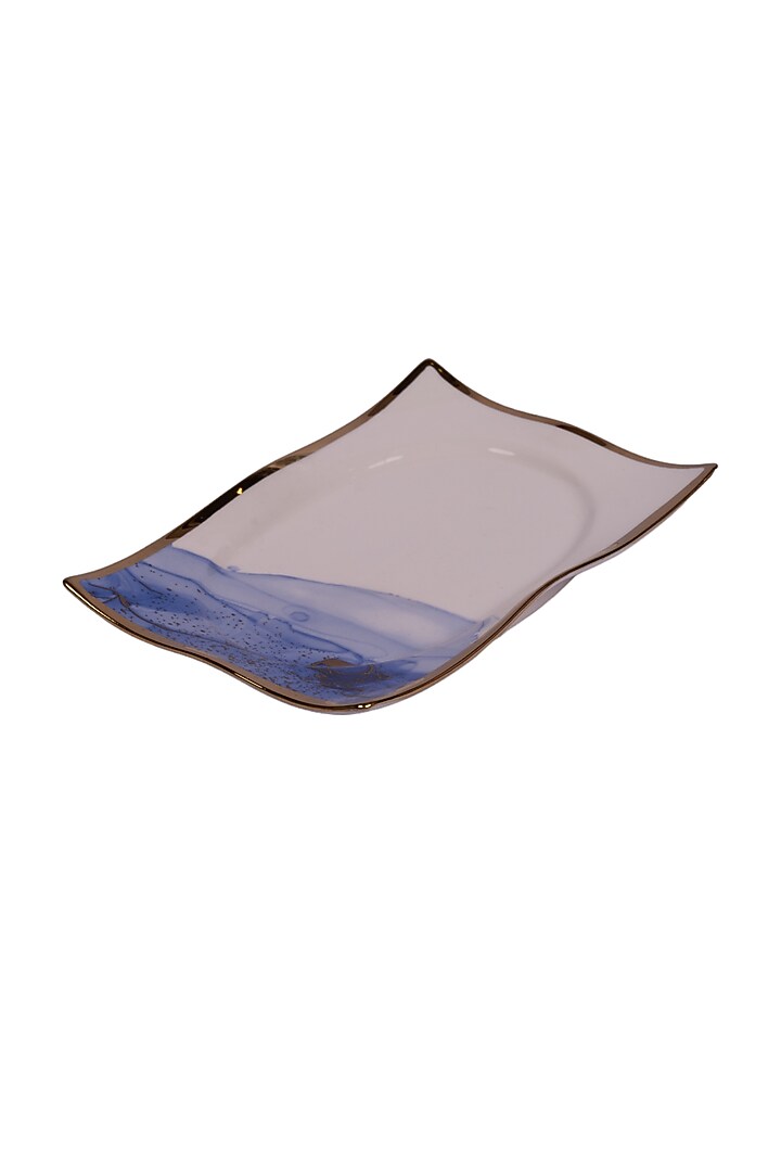 White & Blue Porcelain Monet Rectangular Platter by Ratios at Pernia's Pop Up Shop