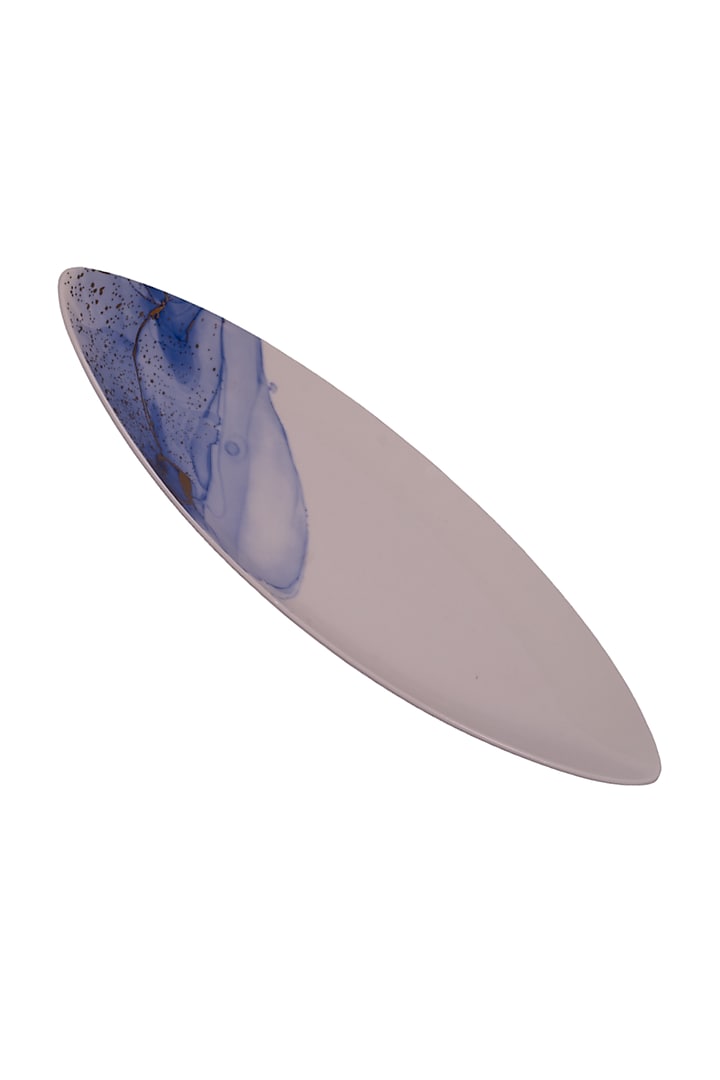 White & Blue Porcelain Monet Oval Platter by Ratios at Pernia's Pop Up Shop