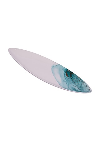 White & Green Porcelain Monet Oval Platter by Ratios