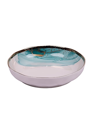 White & Green Porcelain Monet Bowl by Ratios