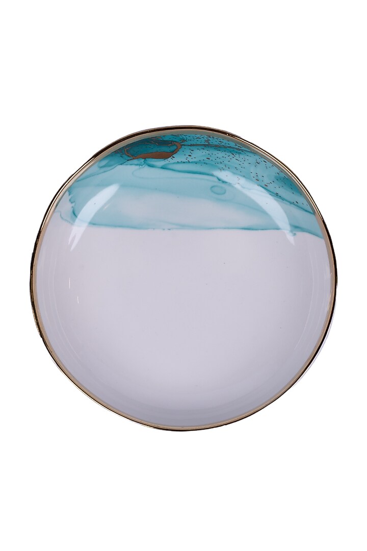 White & Green Porcelain Monet Bowl by Ratios at Pernia's Pop Up Shop