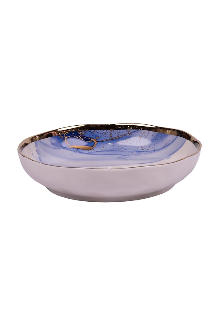 White & Blue Porcelain Monet Bowl by Ratios at Pernia's Pop Up Shop