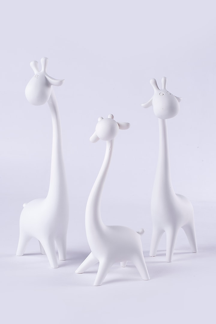 White Fibre Deer Showpiece Set by Ratios at Pernia's Pop Up Shop