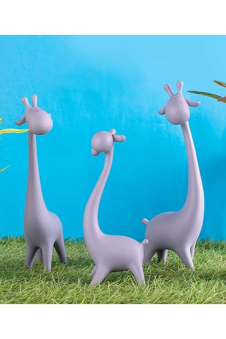 Grey Fibre Deer Showpiece Set by Ratios