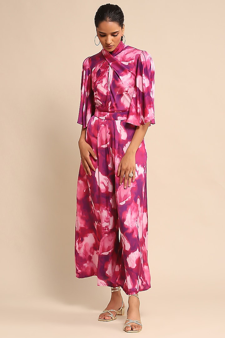 Pink Viscose & Satin Jumpsuit by Ritu Kumar at Pernia's Pop Up Shop