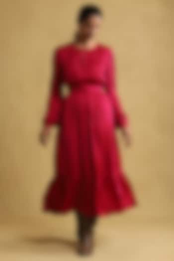 Pink Viscose Satin Stripe Maxi Summer Dress by Ritu Kumar at Pernia's Pop Up Shop