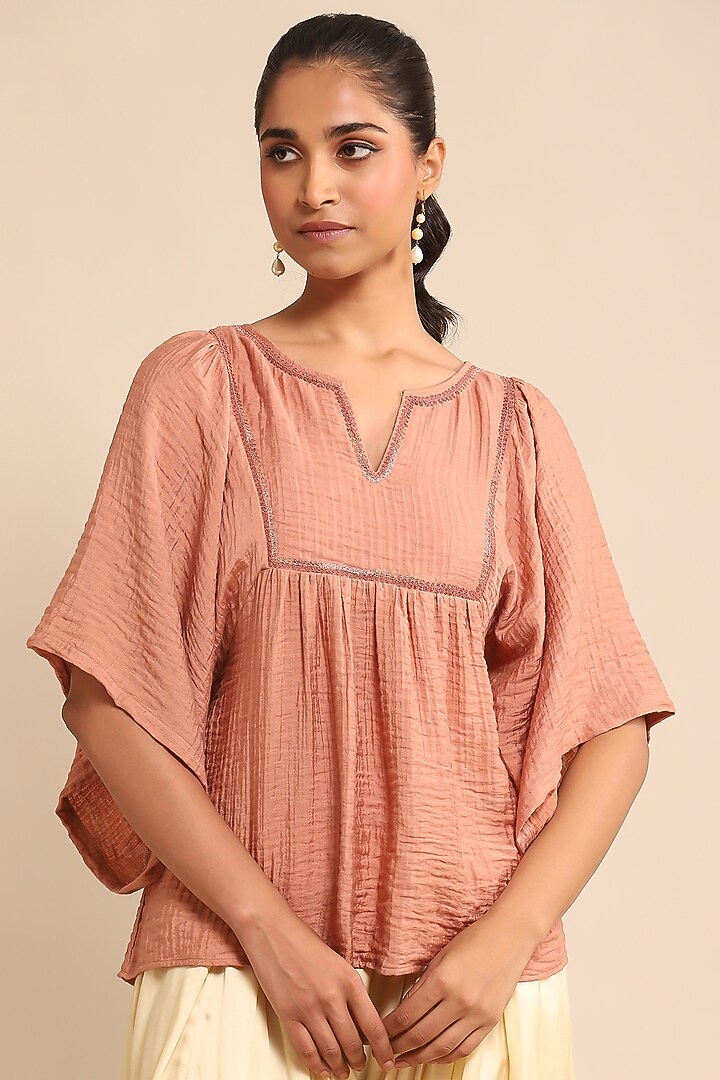 Pink Cotton Nylon Double Cloth Kurta by Ritu Kumar at Pernia's Pop Up Shop