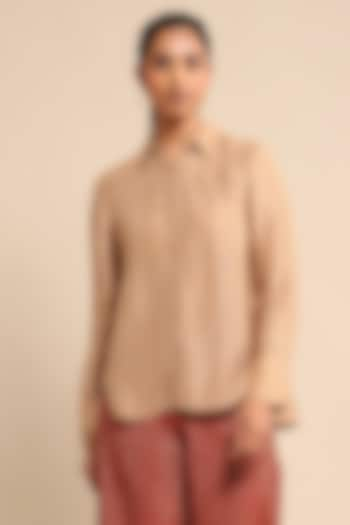 Beige Mulberry Silk Shirt by Ritu Kumar at Pernia's Pop Up Shop