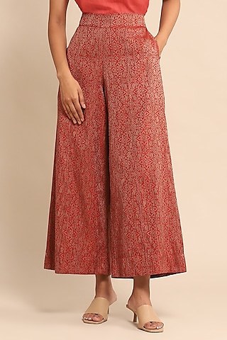 Printed Red Wide Leg Pants: Buy Printed Red Wide Leg Pants Online only at  Pernia's Pop-Up Shop 2024