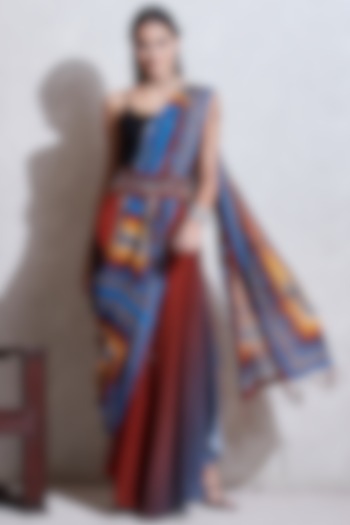 Multi Colored Embroidered Skirt With Drape & Inner by Ritu Kumar