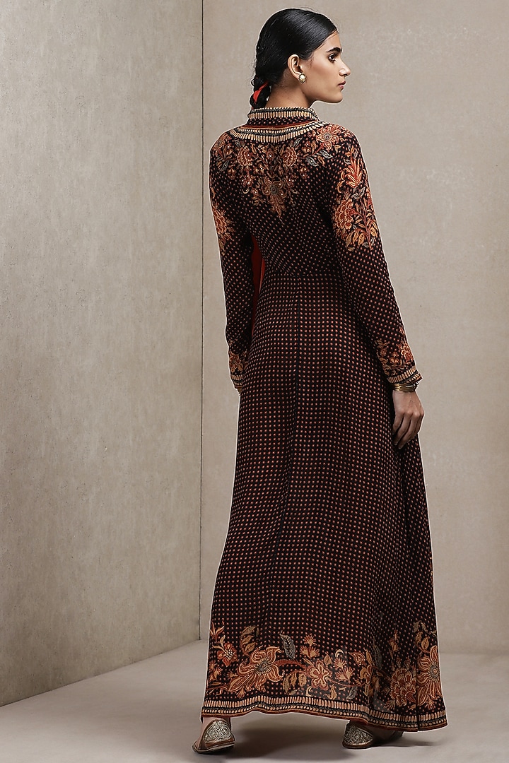 Black & Burgundy Rayon Crepe Summer Dress by Ritu Kumar at Pernia's Pop Up Shop