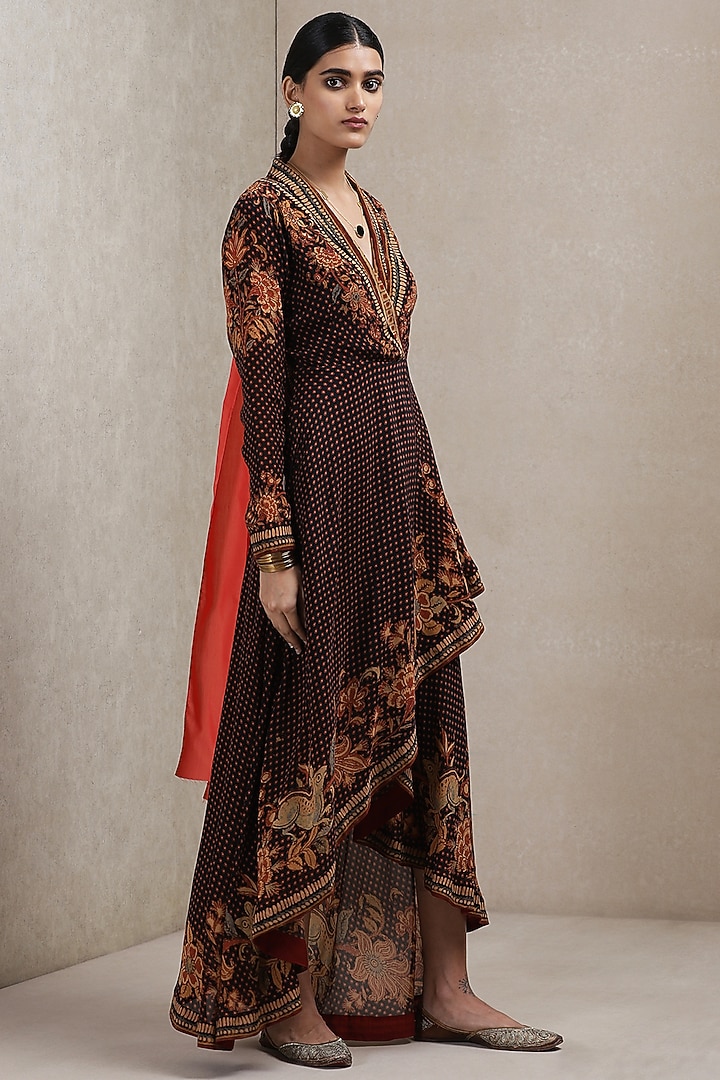 Black & Burgundy Rayon Crepe Summer Dress by Ritu Kumar at Pernia's Pop Up Shop