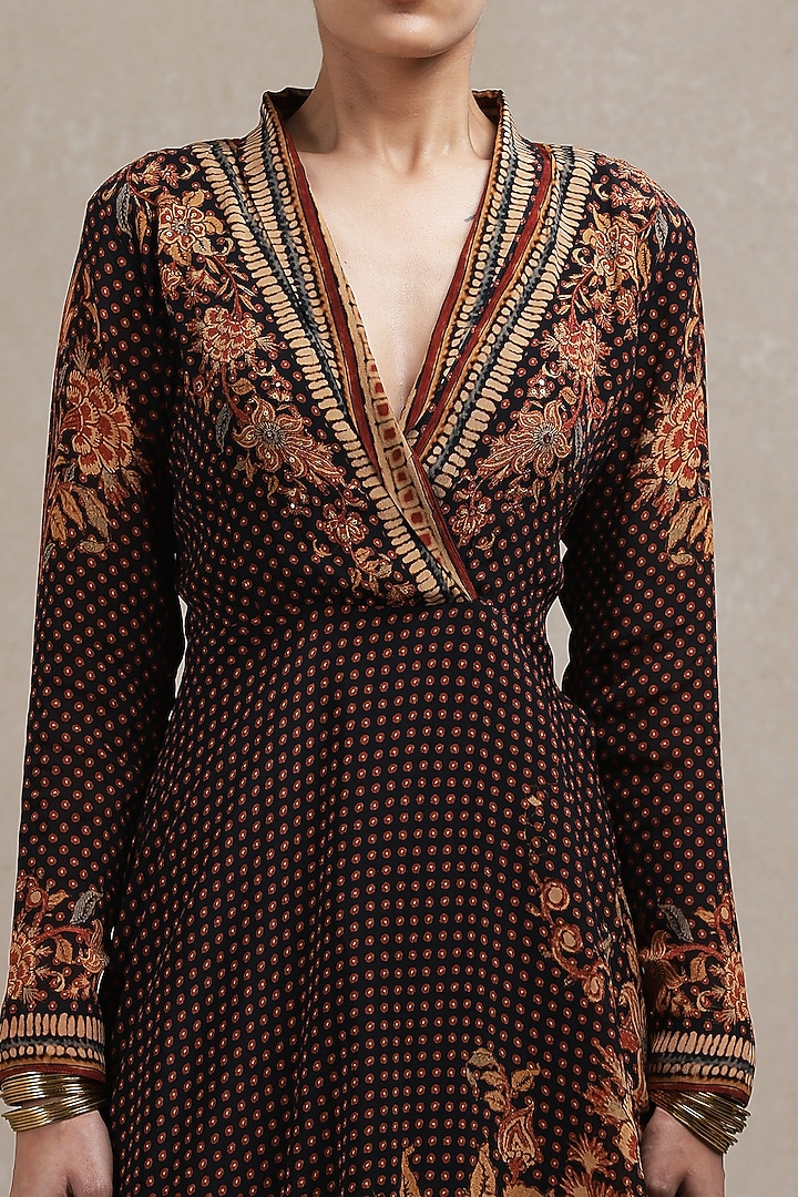 Black & Burgundy Rayon Crepe Summer Dress by Ritu Kumar at Pernia's Pop Up Shop