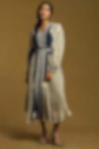 Blue Viscose Crepe Printed Summer Dress by Ritu Kumar at Pernia's Pop Up Shop