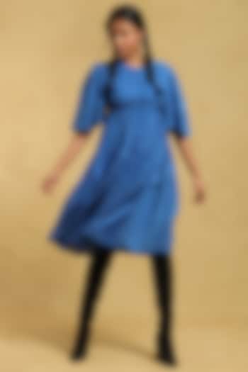 Blue Cotton Voile Dress by Ritu Kumar