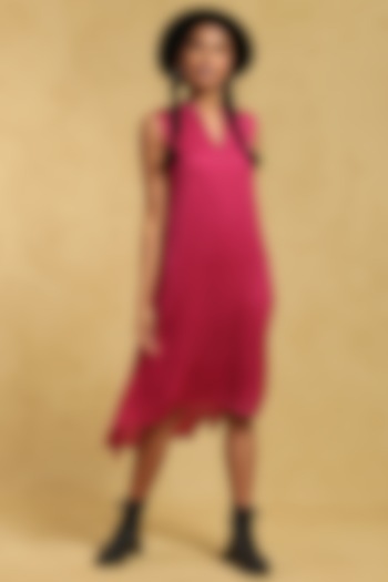 Pink Crimp Satin Summer Dress by Ritu Kumar at Pernia's Pop Up Shop