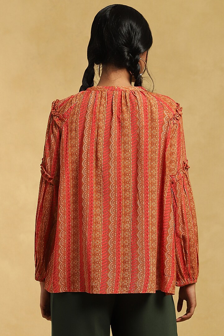 Orange Viscose Silk Printed Kurta by Ritu Kumar at Pernia's Pop Up Shop