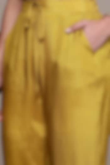 Mustard Viscose Lurex Printed Kurta Set by Ritu Kumar at Pernia's Pop Up Shop