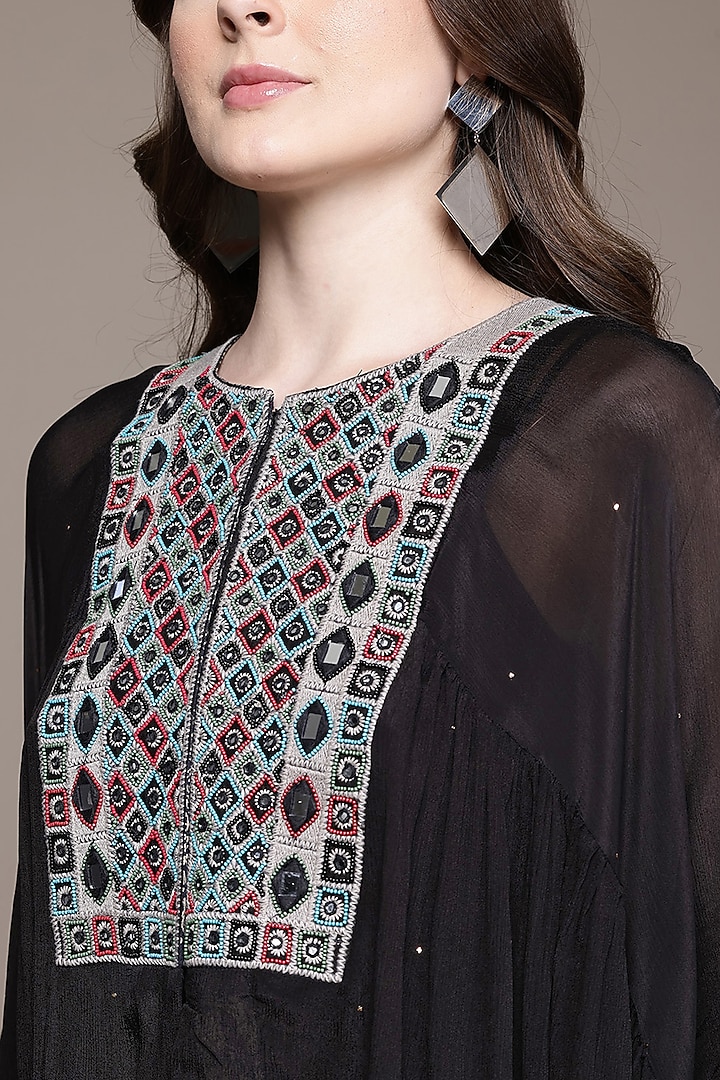 Black Viscose Chinon Kurta Set by Ritu Kumar at Pernia's Pop Up Shop