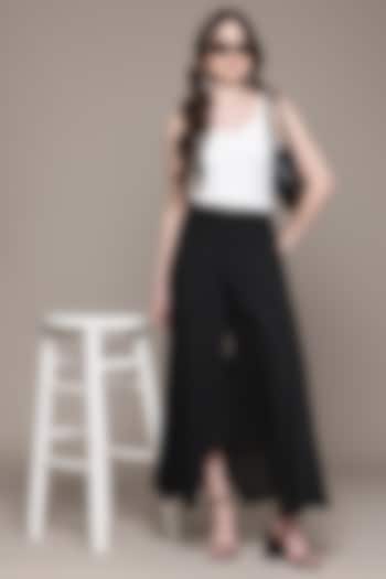 Black Cotton Viscose Pants by Ritu Kumar at Pernia's Pop Up Shop