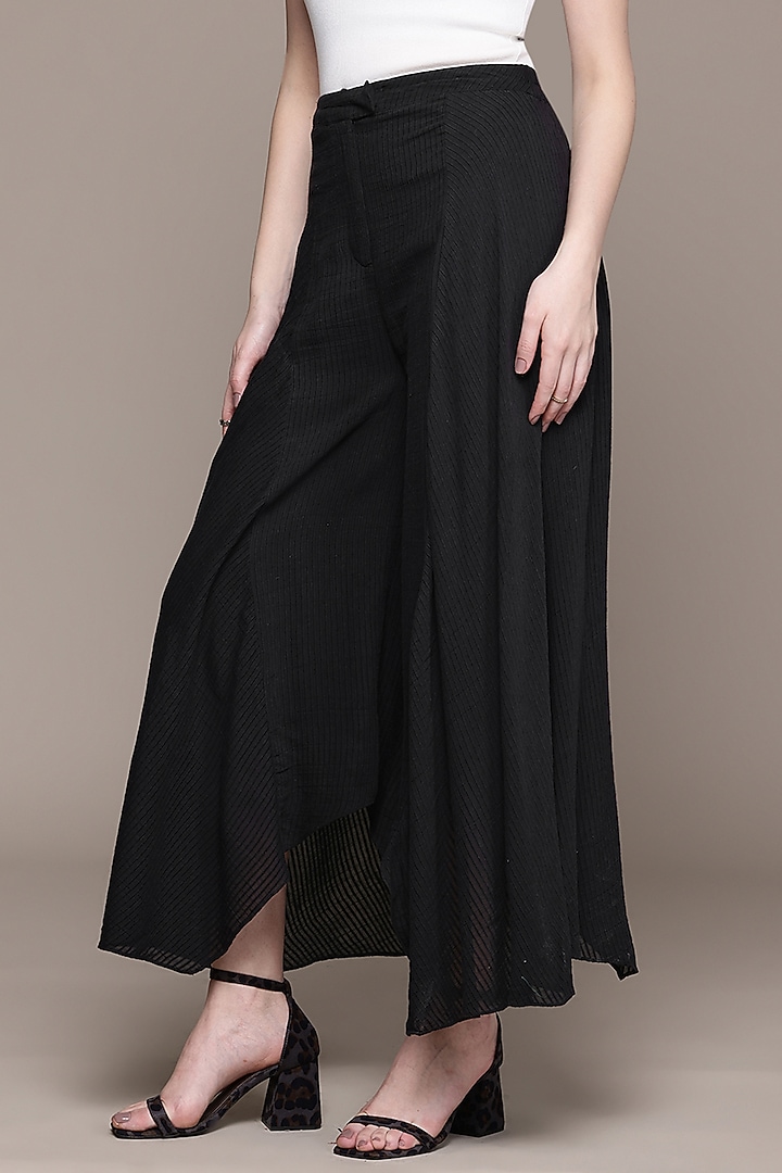 Black Cotton Viscose Pants by Ritu Kumar at Pernia's Pop Up Shop