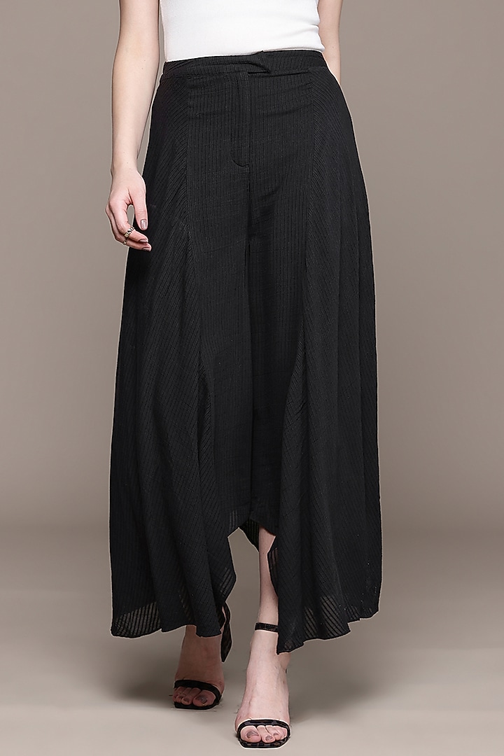 Black Cotton Viscose Pants by Ritu Kumar at Pernia's Pop Up Shop