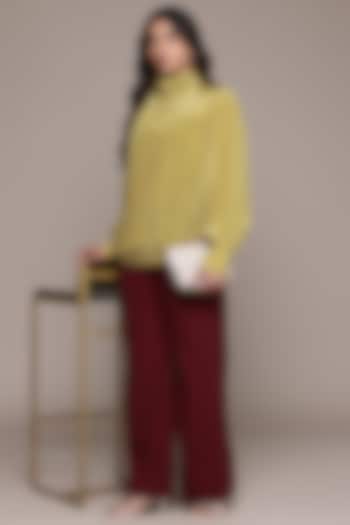 Mustard Viscose Crepe Top by Ritu Kumar at Pernia's Pop Up Shop