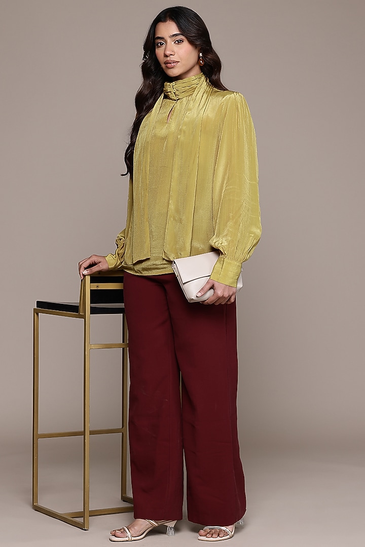 Mustard Viscose Crepe Top by Ritu Kumar at Pernia's Pop Up Shop