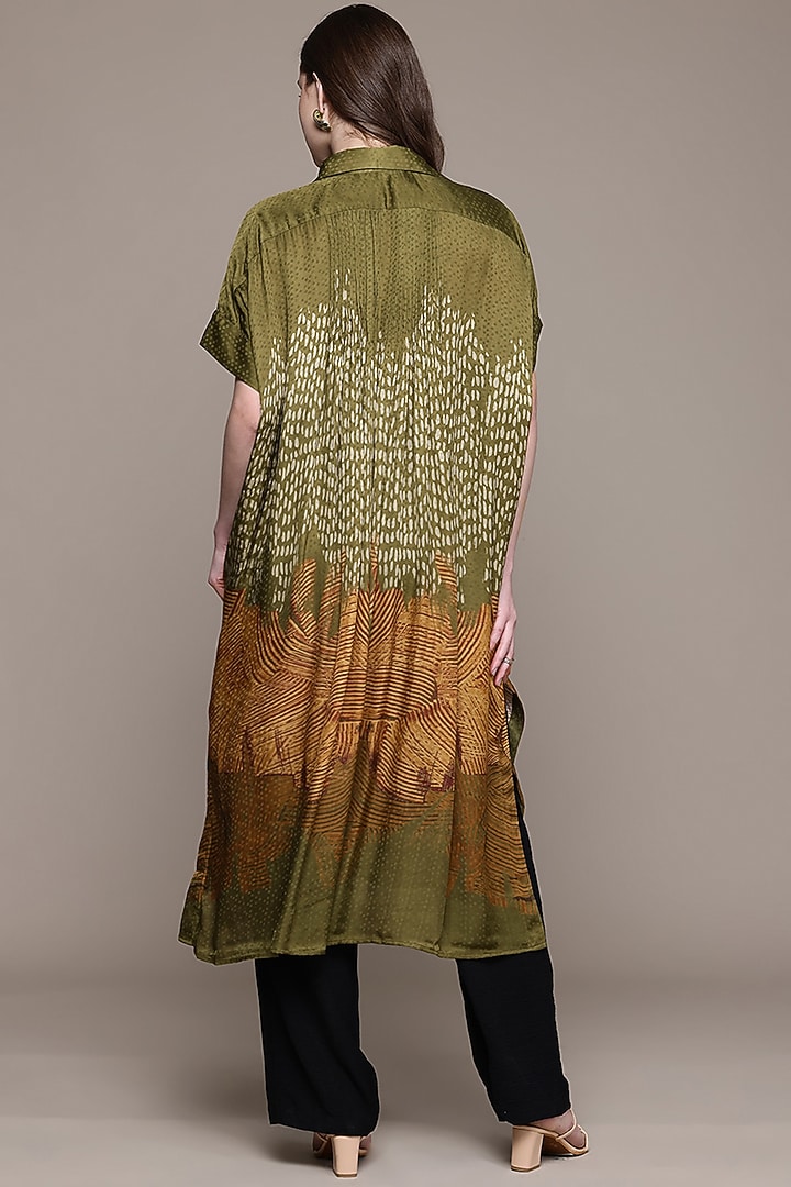 Green Viscose Dobby Abstract Printed Kurta by Ritu Kumar at Pernia's Pop Up Shop