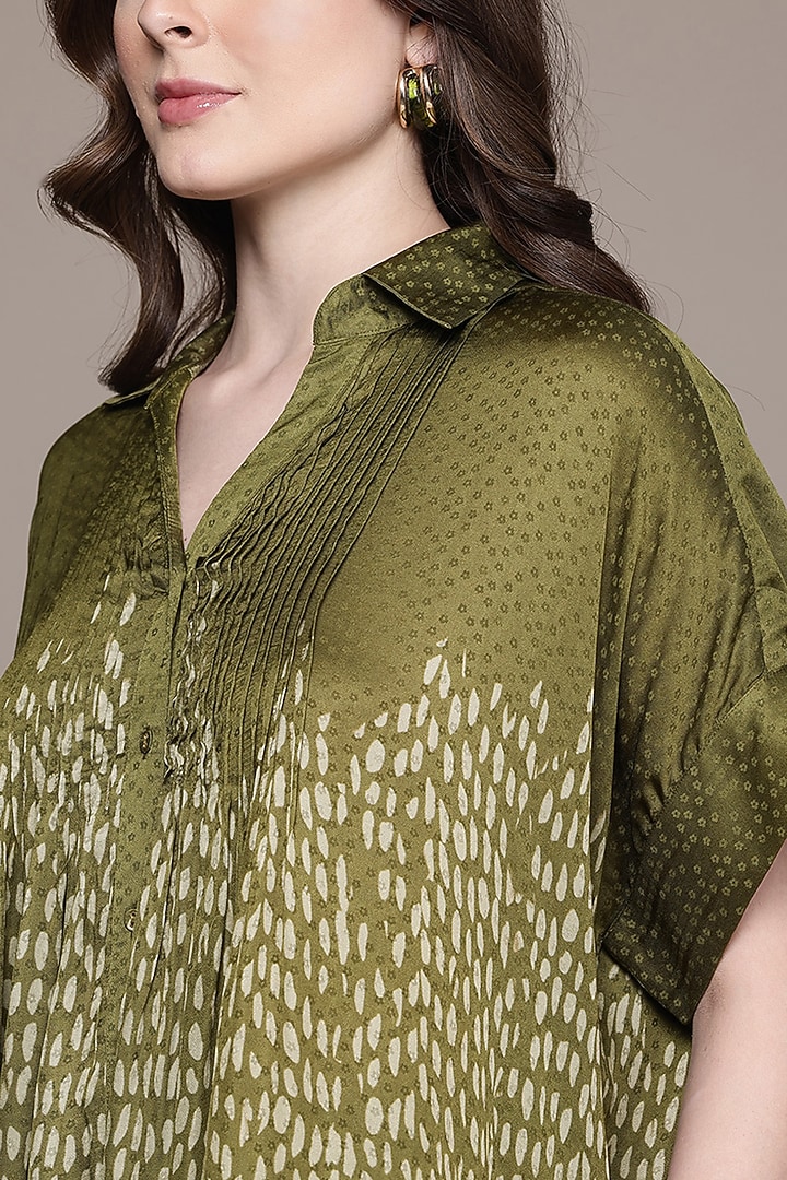 Green Viscose Dobby Abstract Printed Kurta by Ritu Kumar at Pernia's Pop Up Shop