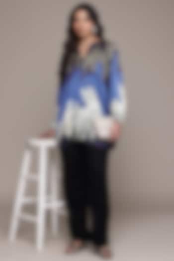 Peach Viscose Dobby Abstract Printed Top by Ritu Kumar at Pernia's Pop Up Shop